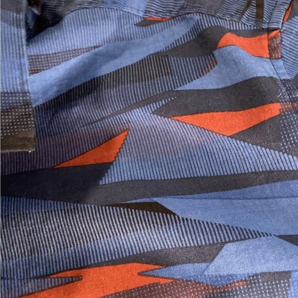 Calvin Klein Shirt Mens XL Black Blue Orange Geometric Button Up Short Sleeve - Picture 6 of 10